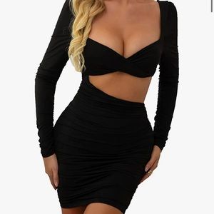 Tight Long Sleeve Black Formal Cocktail Dress